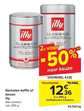Gemalen koffie of bonen illy
