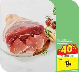 Carrefour Italiaanse ham in de fi jnkostafdeling met bediening aanbieding