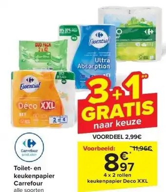 Carrefour Toilet- en keukenpapier aanbieding