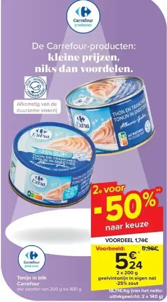 Carrefour Tonijn in blik Carrefour aanbieding