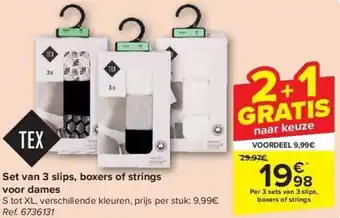 Carrefour Set van 3 slips, boxers of strings voor dames aanbieding