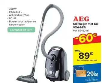 Carrefour Stofzuiger met zak VX4-1-EB aanbieding