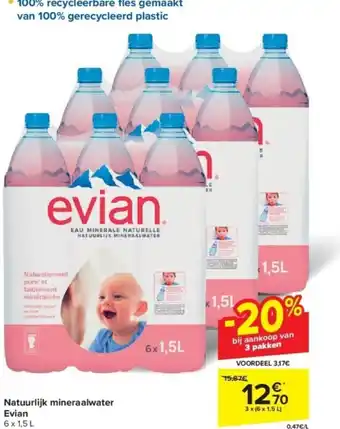 Carrefour Natuurlijk mineraalwater Evian aanbieding