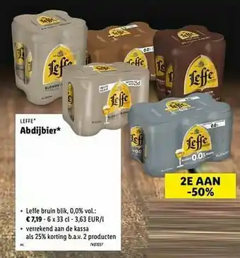 Lidl Abdijbier leffe bruin blik aanbieding