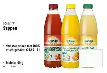 Lidl Sappen sinaasappelsap met 100% vruchtgehalte aanbieding