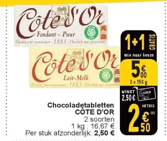 Cora Chocoladetabletten CÔTE D’OR aanbieding