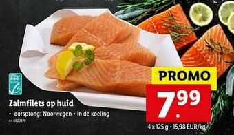 Lidl Zalmfilets op huid aanbieding