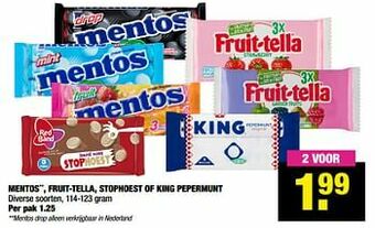 Big Bazar Mentos fruit-tella stophoest of king pepermunt aanbieding