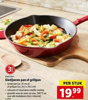 Lidl Gietijzeren pan of grillpan aanbieding