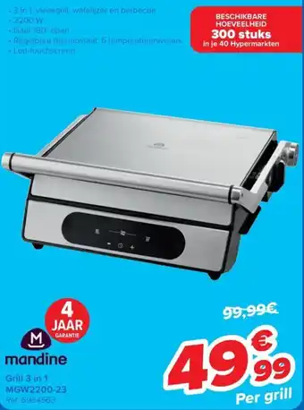 Carrefour mandine Grill 3 in 1 MGW2200-23 ref. 6964563 aanbieding