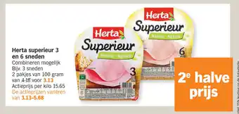 Albert Heijn Herta superieur 3 en 6 sneden aanbieding