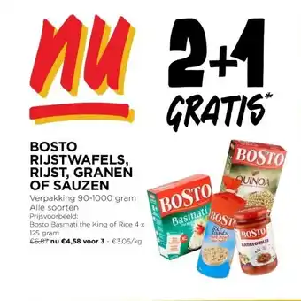 Jumbo BOSTO RIJSTWAFELS, RIJST, GRANEN OF SAUZEN aanbieding