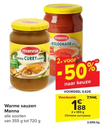 Carrefour Market Warme sauzen Manna aanbieding