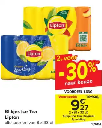 Carrefour Market Blikjes Ice Tea Lipton aanbieding