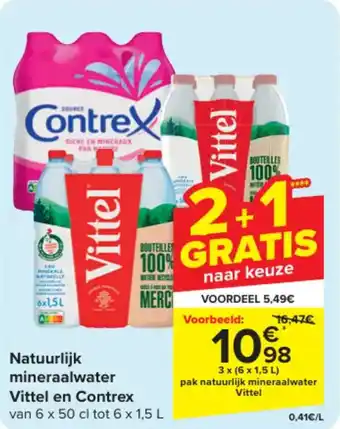Carrefour Market Natuurlijk mineraalwater Vittel en Contrex aanbieding