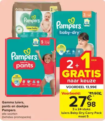 Carrefour Market Gamma luiers pants en doekjes Pampers aanbieding