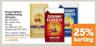 Albert Heijn Douwe Egberts snelfiltermaling 250 gram aanbieding