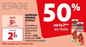 Auchan GAZPACHO ORIGINAL ALVALLE 1L aanbieding