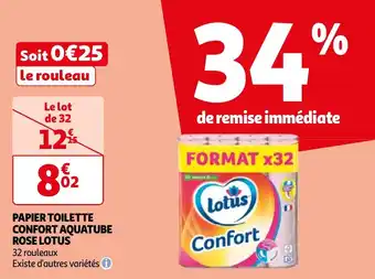 Auchan PAPIER TOILETTE CONFORT AQUATUBE ROSE LOTUS aanbieding