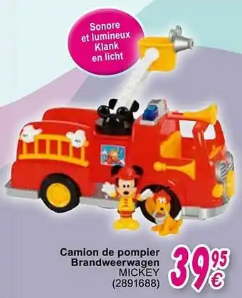 Cora Camion de pompier brandweerwagen mickey aanbieding