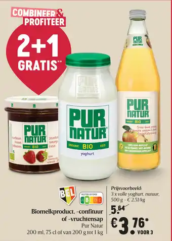 Delhaize Biomelkproduct,-confituur of -vruchtensap aanbieding