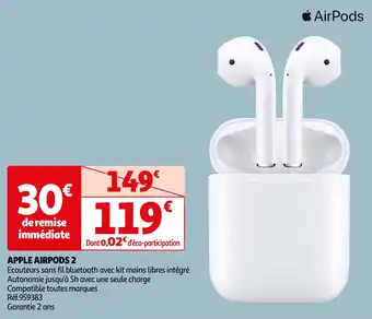 Auchan APPLE AIRPODS 2 aanbieding