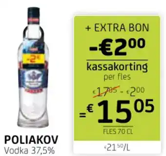 BelBev POLIAKOV Vodka 37,5% 70 cl aanbieding