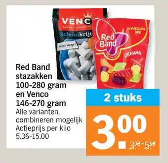 Albert Heijn Red Band stazakken 100-280 gram en Venco 146-270 gram aanbieding