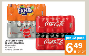 Albert Heijn Coca-Cola of Fanta 12 x 0.33 literblikjes aanbieding