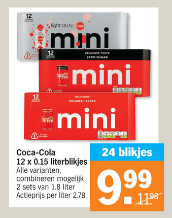 Albert Heijn Coca-Cola 12 x 0.15 literblikjes aanbieding