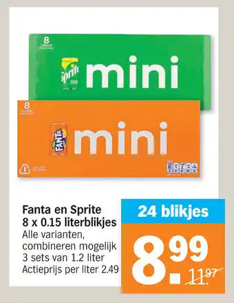 Albert Heijn Fanta en Sprite 8 x 0.15 literblikjes aanbieding
