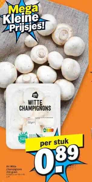 Albert Heijn AH Witte champignons 250 gram aanbieding