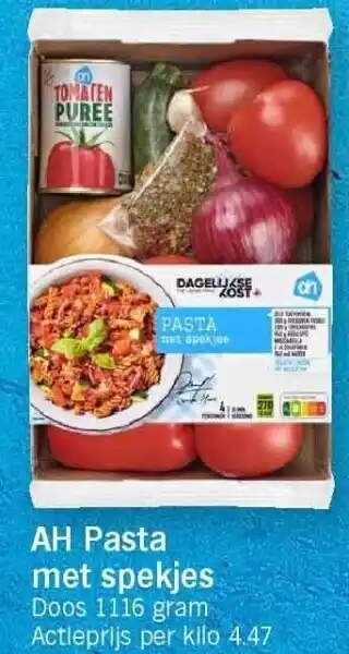 Albert Heijn AH Pasta met spekjes aanbieding