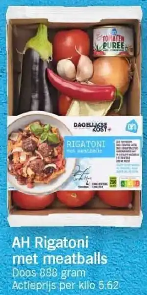 Albert Heijn AH Rigatoni met meatballs aanbieding