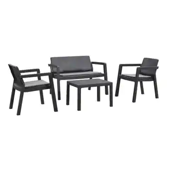 Loungeset Emily - kunststof/antraciet- 4-delig