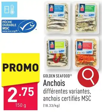 ALDI GOLDEN SEAFOOD Anchois 150g aanbieding