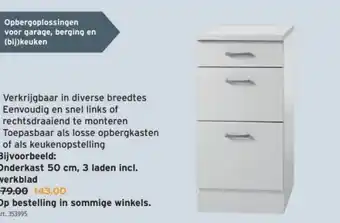 GAMMA Onderkast 50 cm, 3 laden incl. werkblad aanbieding