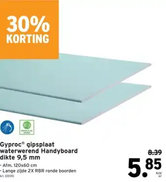 GAMMA GyprocⓇ gipsplaat waterwerend Handyboard dikte 9,5 mm aanbieding