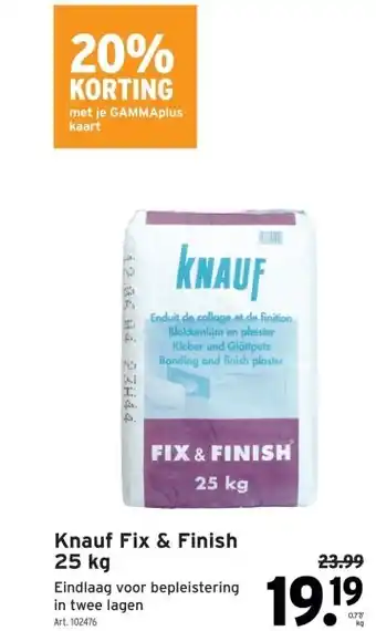 GAMMA Knauf Fix & Finish 25 kg aanbieding