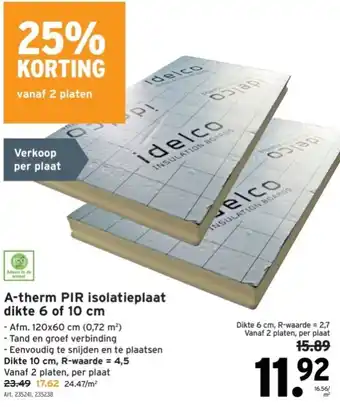 GAMMA A-therm PIR isolatieplaat dikte 6 of 10 cm aanbieding