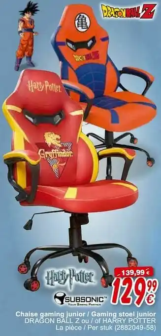 Cora Chaise gaming junior - gaming stoel junior dragon ball z ou - of harry potter aanbieding