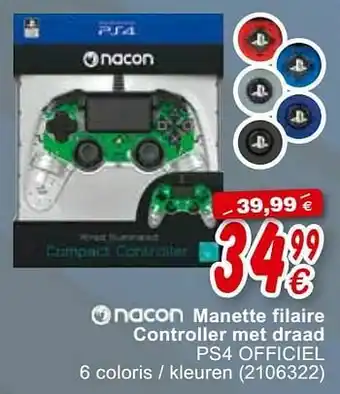 Cora Manette filaire controller met draad ps4 officiel aanbieding