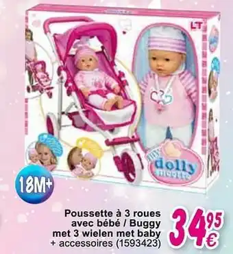 Cora Poussette à 3 roues avec bébé - buggy met 3 wielen met baby aanbieding