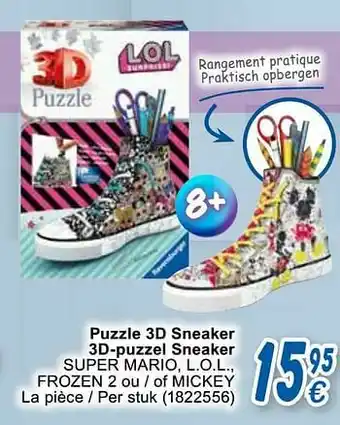 Cora Puzzle 3d sneaker 3d-puzzel sneaker super mario l.o.l. frozen 2 ou - of mickey aanbieding