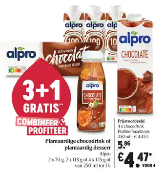 Delhaize Plantaardige chocodrink of plantaardig dessert aanbieding
