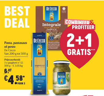 Delhaize Pasta, pastasaus of pesto aanbieding