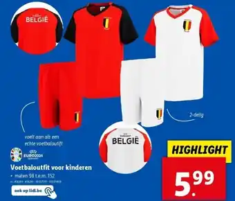 Lidl Voetbaloutfit voor kinderen aanbieding