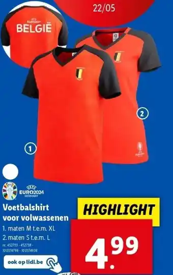 Lidl Voetbalshirt voor volwassenen aanbieding