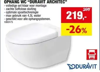 Hubo OPHANG WC “DURAVIT ARCHITEC” aanbieding