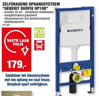 Hubo ZELFDRAGEND OPHANGSYSTEEM “GEBERIT DUOFIX UP100” aanbieding